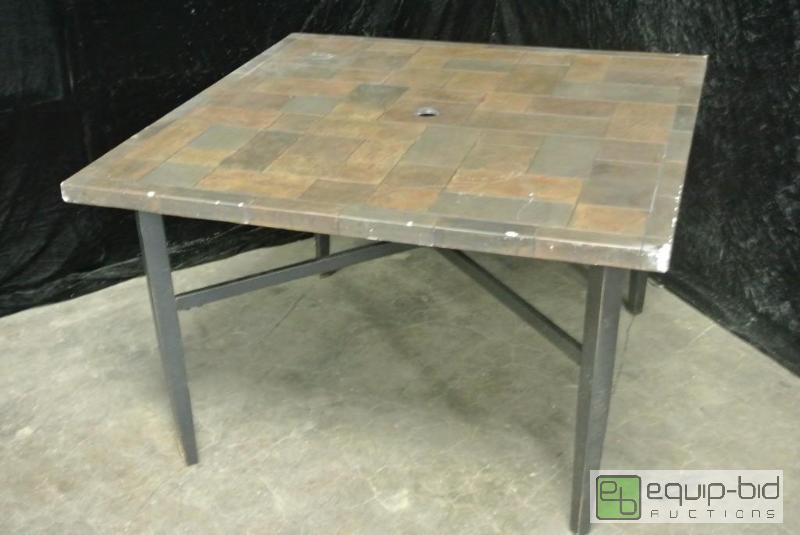 lot 752 image: Heavy Faux Stone Outdoor Dining Table