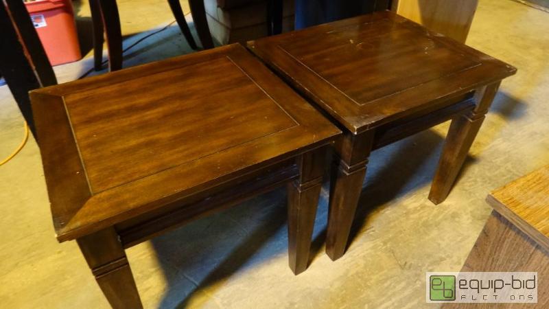 lot 591 image: Solid Finished Wood Side Tables