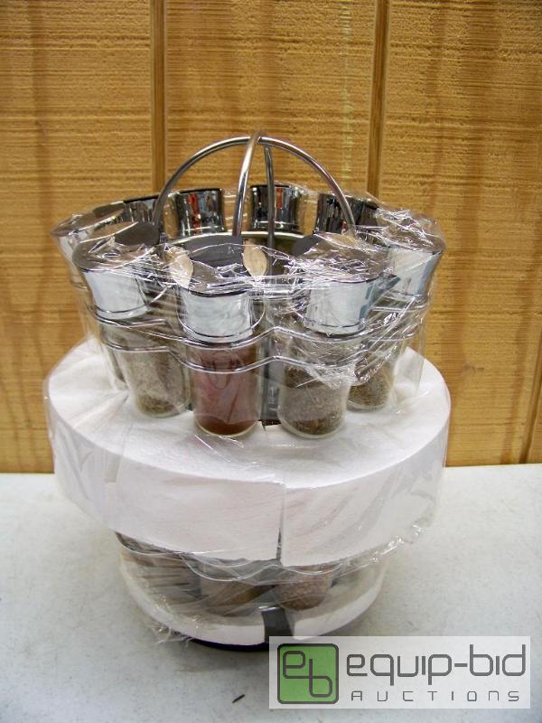 lot 1082 image: Olde Thompson 20 Jar Filled Spice Rack on Lazy Susan
