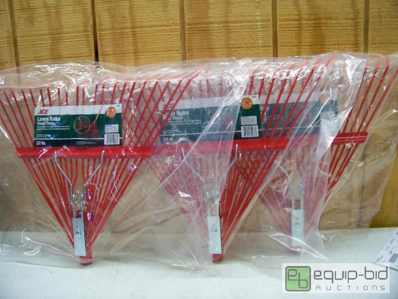 lot 1219 image: 3 New Steel Tine Lawn Rake Heads by Ace