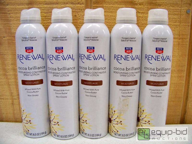 lot 1238 image: 5 Cans Rite Aid Renewal Continuous Spray Cocoa Brilliance Lotion