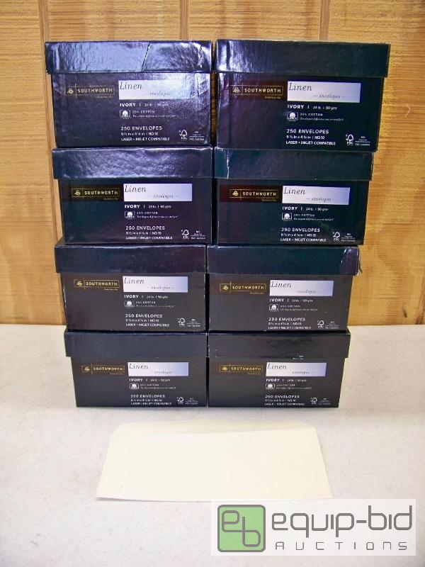 lot 1240 image: 8 Boxes Southworth Ivory Linen Envelopes No. 10