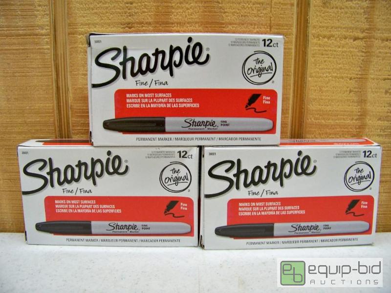 lot 1247 image: 3 Boxes of 12 Black Fine Point Sharpie Markers