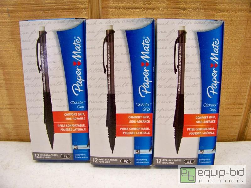 lot 1253 image: 3 Packages of 12 Paper-Mate Clickster Grip Mechanical Pencils