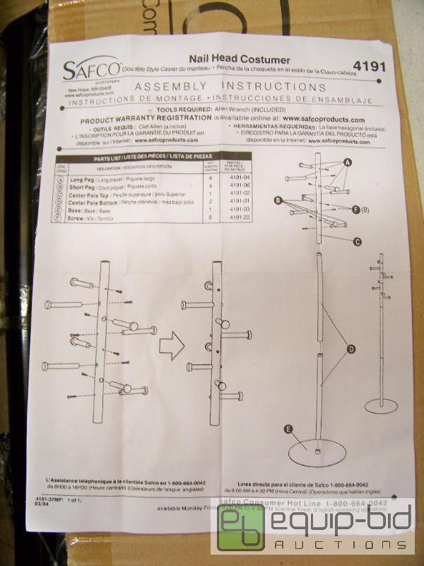 lot 1276 image: Safco Nail Head Customer Coat Rack
