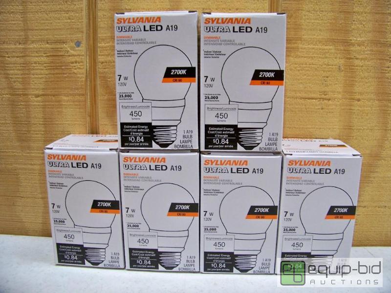 lot 1294 image: Case of 6 Sylvania Ultra LED 7W Bulbs