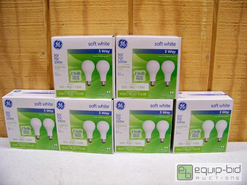 lot 1297 image: 6 Packages of 2 GE Soft White 3 Way Bulbs