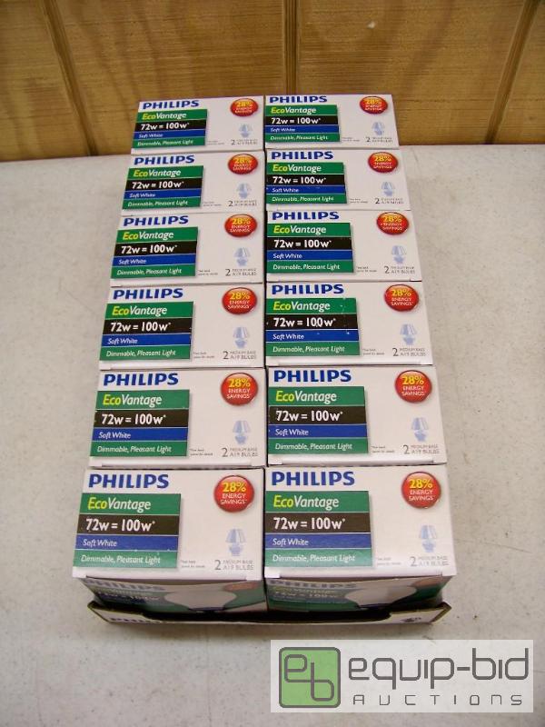 lot 1300 image: 12 Boxes of 2 Philips EcoVantage 100W Bulbs
