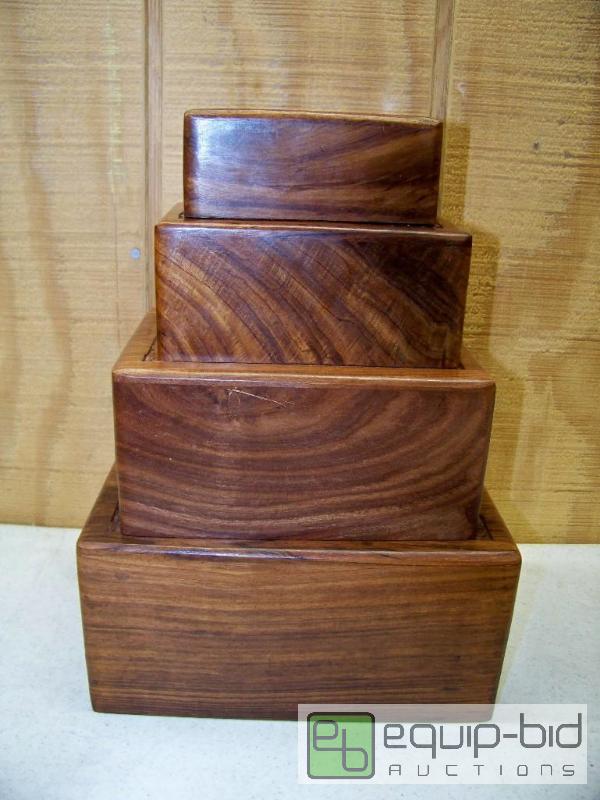 lot 1323 image: Set of 4 Carved Wood Nesting Boxes