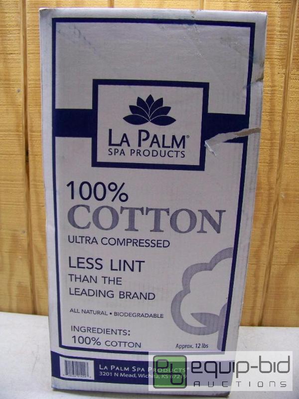 lot 1346 image: 12 Pound Box of La Palm Spa Products 100% Ultra Compressed Cotton