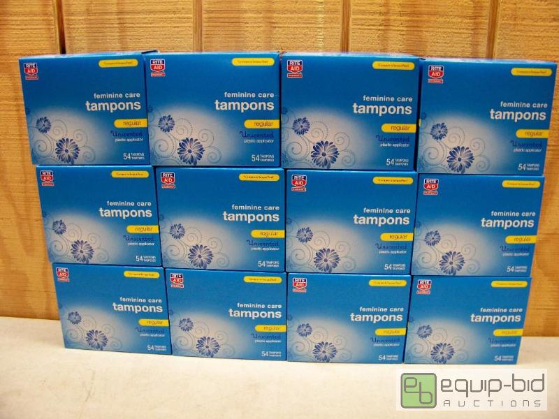 lot 1349 image: Rite Aid Regular Unscented Tampons 12 Boxes