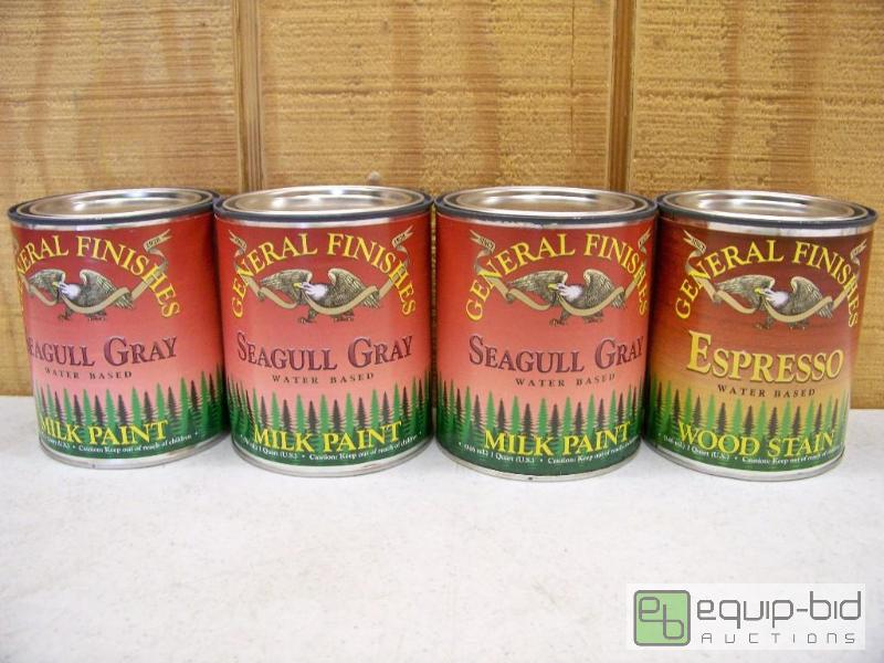 lot 1381 image: 3 Quarts General Finishes Water Based Milk Paint and 1 Quart Stain