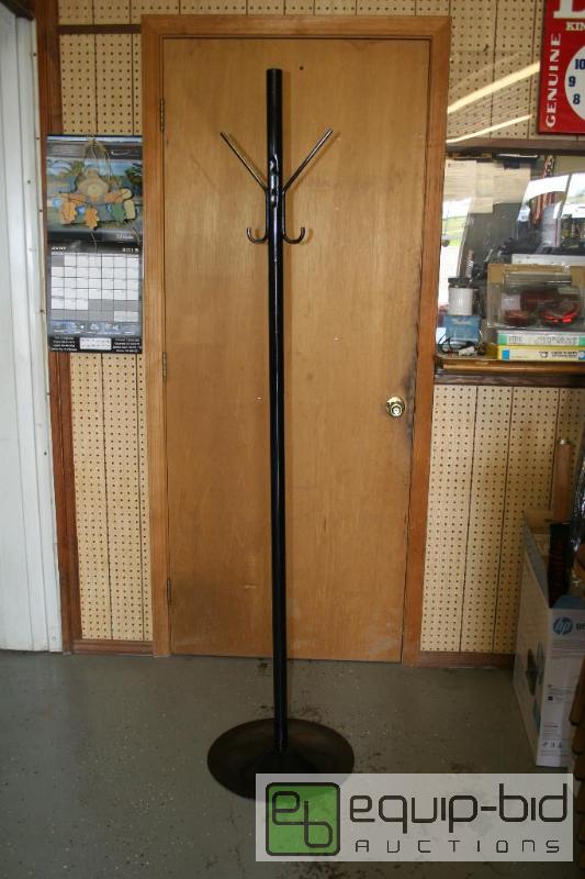 lot 1446 image: Black 6 tall coat rack, 16.5&quot wide base...