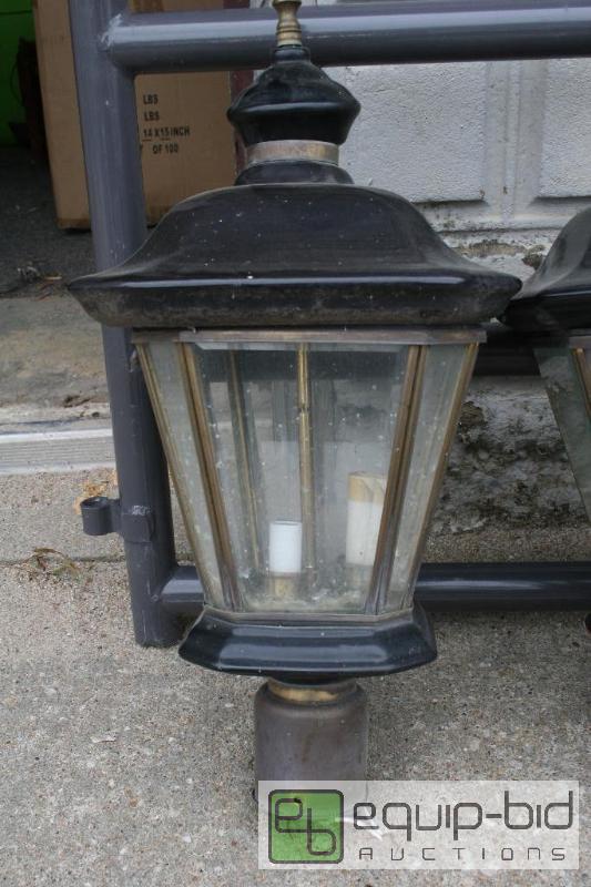 lot 1448 image: Lot Includes 2 lantern yard lights. Black ce...