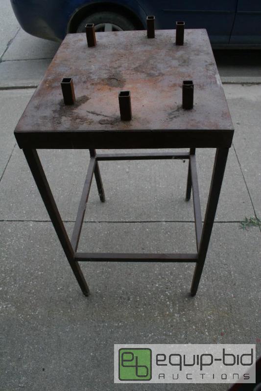lot 1463 image: Steel table (was used for a jig) 36.5&quot t...