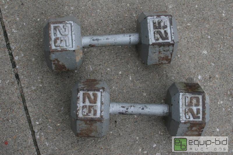lot 1484 image: Lot includes two&nbsp 25lb free-weights &nb...