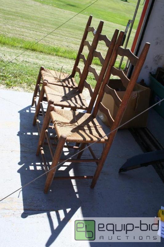 lot 1601 image: Antique chairs with wicker- unraveling of som...