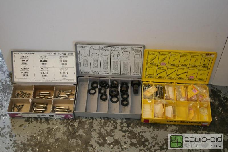 lot 1603 image: 3 plastic part bins-- hardware shown is inclu...