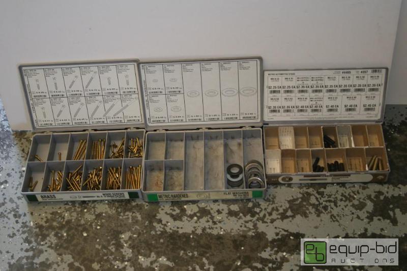 lot 1606 image: 3 plastic part bins-- hardware shown is inclu...
