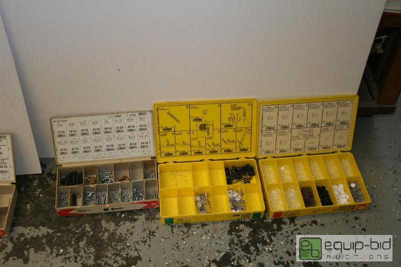 lot 1609 image: 3 plastic part bins-- hardware shown is inclu...