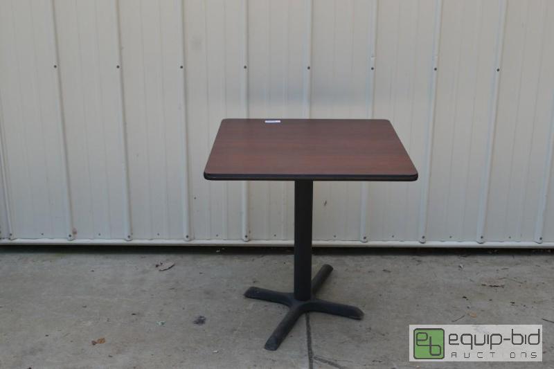 lot 101 image: Wood Table on Metal Base30 Inches by 30 Inche...