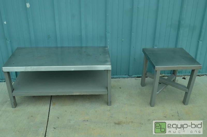 lot 56 image: 2 Stainless Steel Topped Work Tables1st Table...