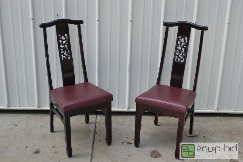 lot 71 image: 2 Burgundy Ornamental High Back Chairs...