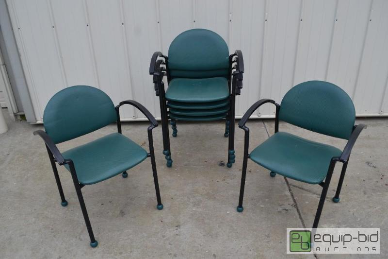 lot 86 image: 6 Metal Chairs with Green Vinyl Seat and Back...