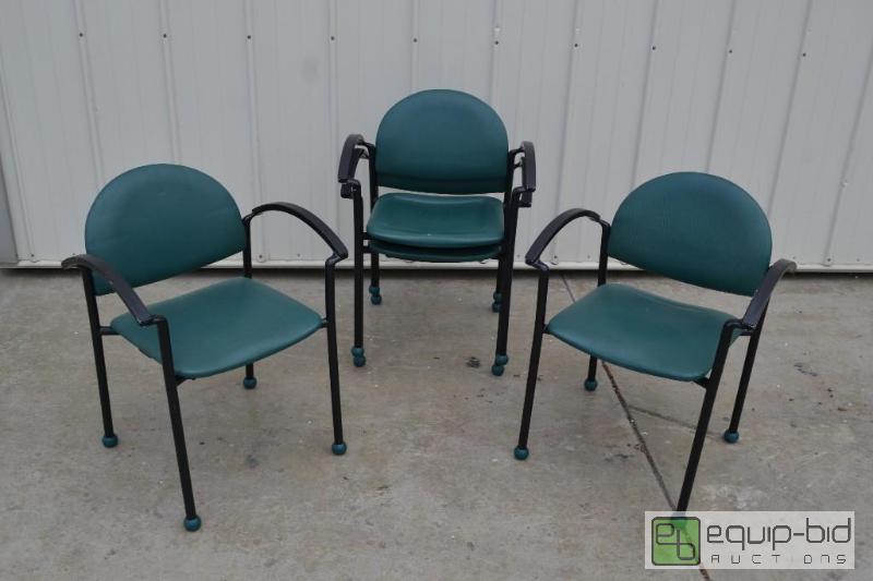 lot 88 image: 4 Metal Chairs with Green Vinyl Seat and Back...