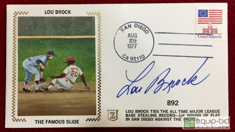 lot 1028 image: LOU BROCK AUTHENTIC AUTOGRAPHED U.S. POSTAL CACHE - AUG. 29, 1977