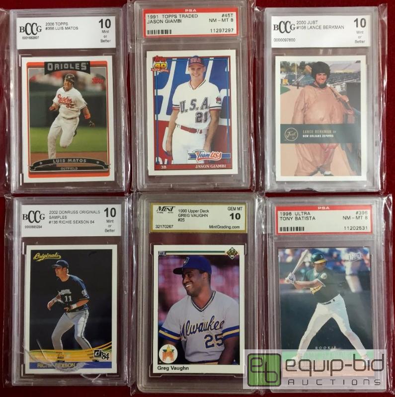 lot 1050 image: (6) GRADED BASEBALL CARDS PSA - JASON GIAMBI ROOKIE 