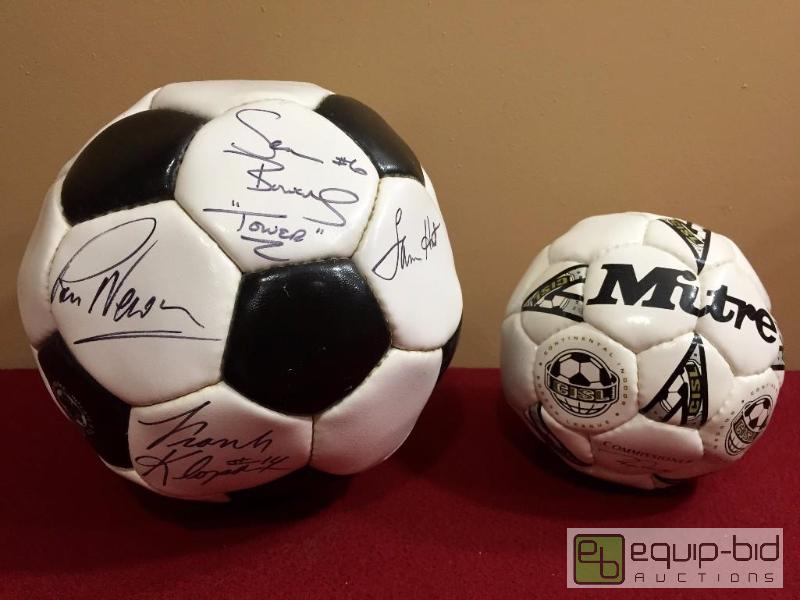 lot 1061 image: RARE LAMAR HUNT KANSAS CITY WIZARDS (NOW SPORTING KC) AUTOGRAPHED OFFICIAL SOCCER BALL - 5 AUTOS