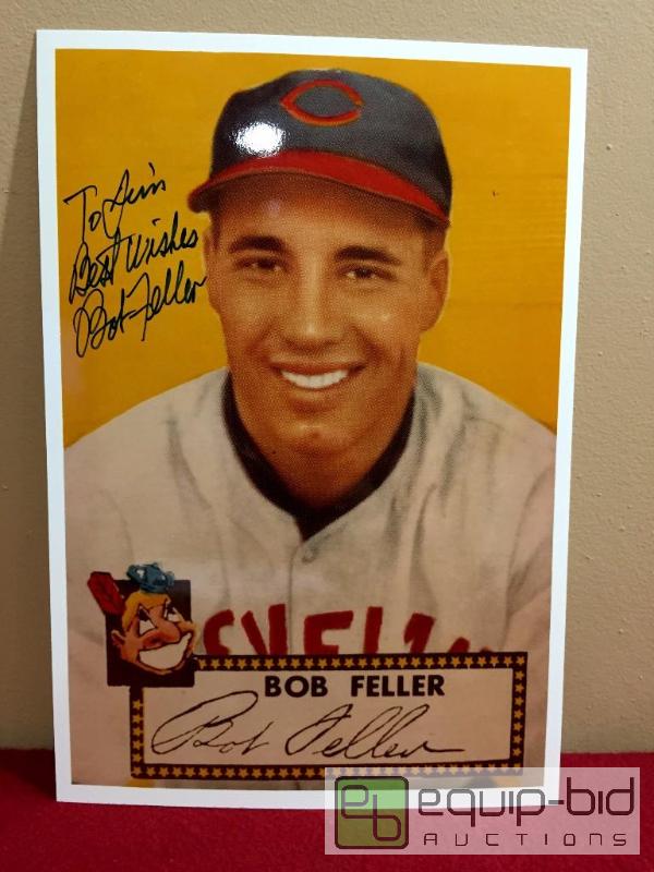 lot 1062 image: BOB FELLER AUTOGRAPHED 8 X 10 GLOSSY PHOTO BASEBALL HALL OF FAME PITCHER