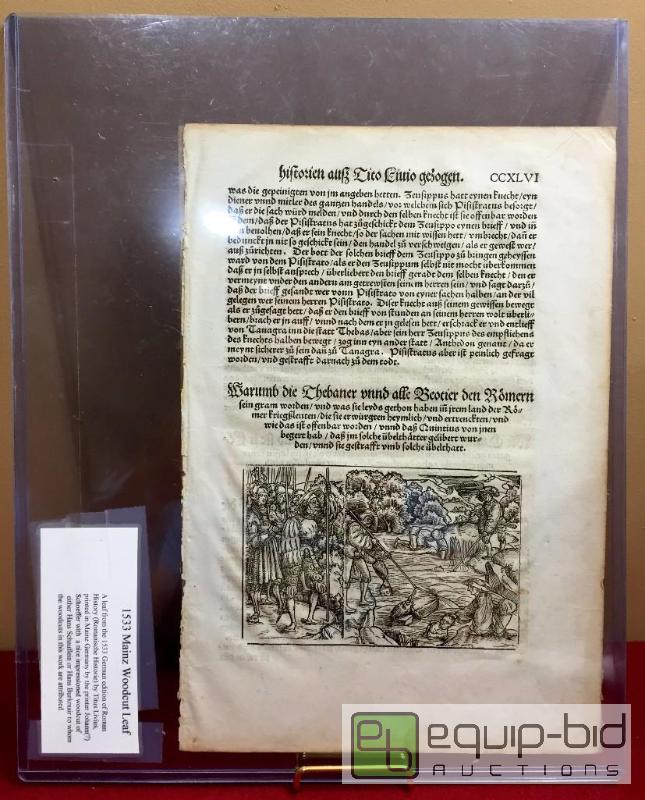 lot 1071 image: 1533 MAINZ WOODCUT LEAF - AUTHENTIC NEAR 500 YEARS OLD PUBLICATION - MUST SEE PICS