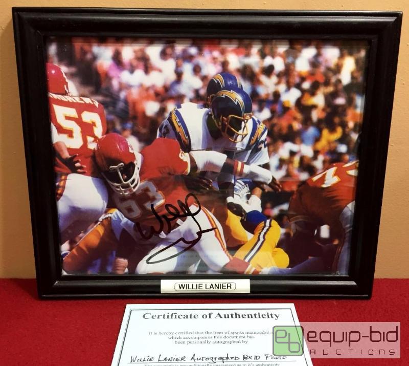 lot 1091 image: WILLIE LANIER FRAMED AUTHENTIC AUTOGRAPHED 8 X 10 PHOTO WITH COA 1969 CHIEFS SUPERBOWL CHAMP MEMBER