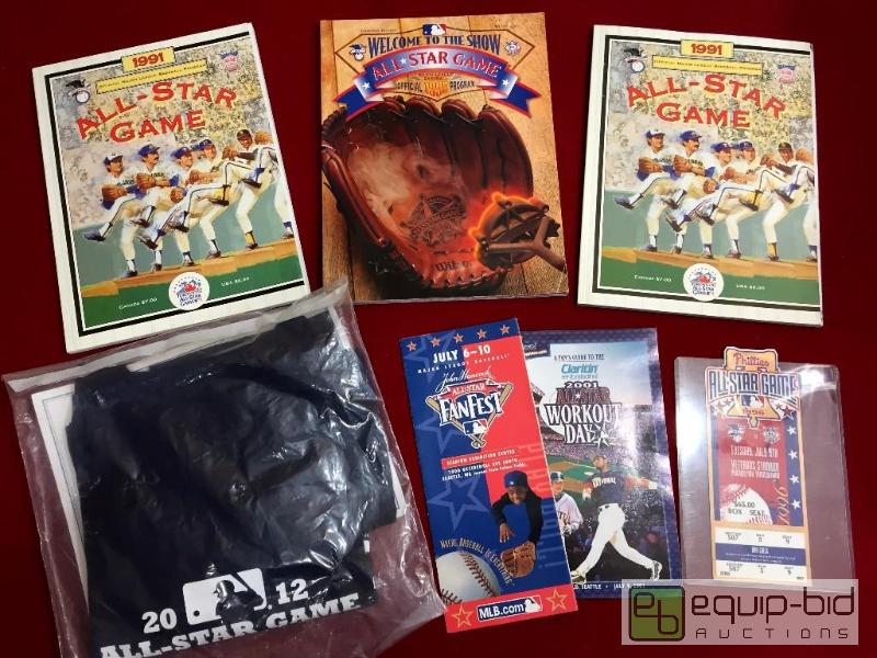 lot 1107 image: MLB BASEBALL ALL-STAR GAME LOT PROGRAMS T-SHIRT TICKET 