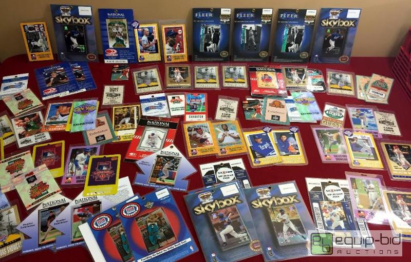 lot 1112 image: DEALER CONVENTION BADGE LOT - ENORMOUS - PROMO CARDS  MANTLE AND MORE