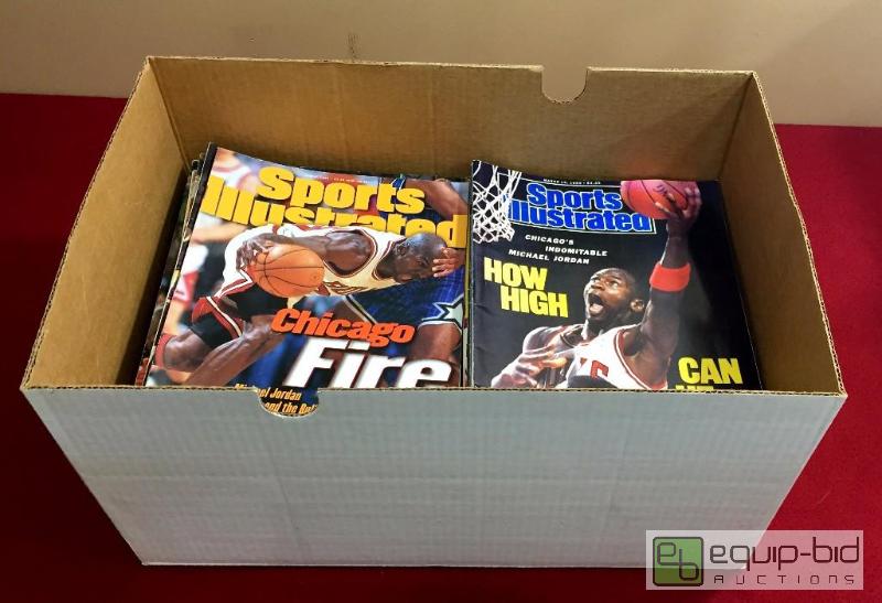 lot 1115 image: BOX OF (75) SPORTS ILLUSTRATED MAGAZINES JORDAN  1980S HUGE NAMESCOVERS