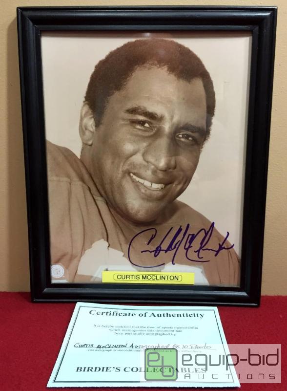 lot 1126 image: CURTIS McCLINTON FRAMED AUTHENTIC AUTOGRAPHED 8 X 10 PHOTO W COA 1969 CHIEFS SUPERBOWL CHAMP PLAYER