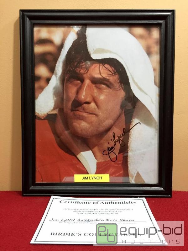 lot 1128 image: JIM LYNCH FRAMED AUTHENTIC AUTOGRAPHED 8 X 10 PHOTO WITH COA 1969 CHIEFS SUPERBOWL CHAMP PLAYER