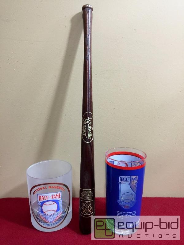 lot 1135 image: HALL OF FAME COLLECTIBLE GLASSES & MINI BASEBALL BAT