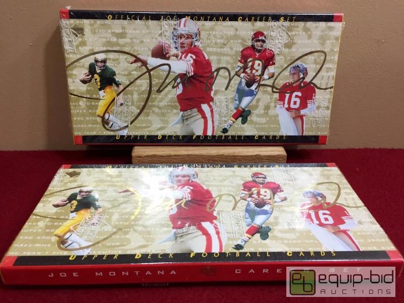 lot 1139 image: (2) JOE MONTANA 1995 FACTORY SEALED CAREER SETS BY UPPER DECK - 45 CARDS PER SET