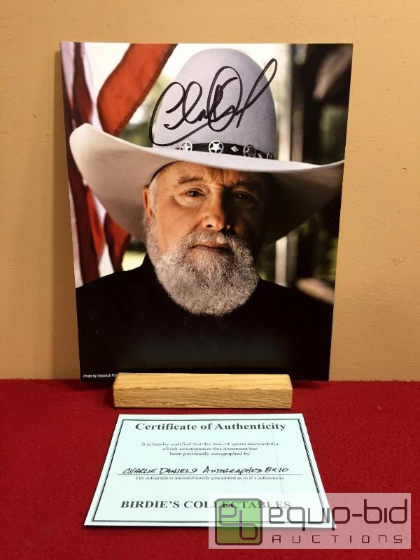 lot 1140 image: CHARLIE DANIELS COUNTRY LEGEND AUTOGRAPHED 8 X 10 PHOTO W COA