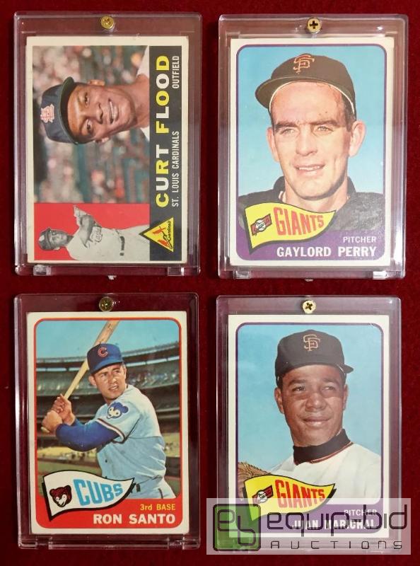 lot 1142 image: (4) EXCELLENT CONDITION VINTAGE CARDS MARICHAL PERRY FLOOD SANTO