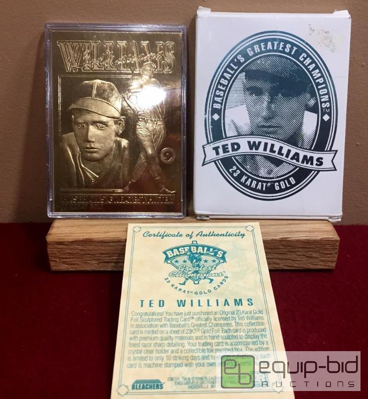 lot 1143 image: (2) TED WILLIAMS 23 KARAT GOLD CARDS