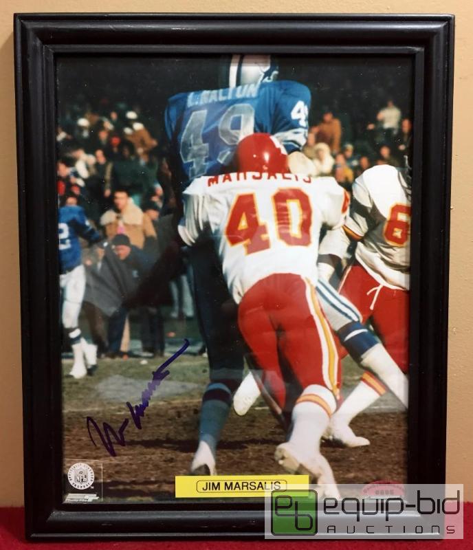 lot 1161 image: JIM MARSALIS FRAMED AUTHENTIC AUTOGRAPHED 8 X 10 PHOTO WITH COA 1969 CHIEFS SUPERBOWL CHAMP PLAYER