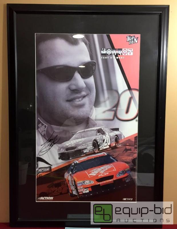 lot 998 image: TONY STEWART FRAMED AUTHENTIC AUTOGRAPH 24 X 34 NASCAR POSTER