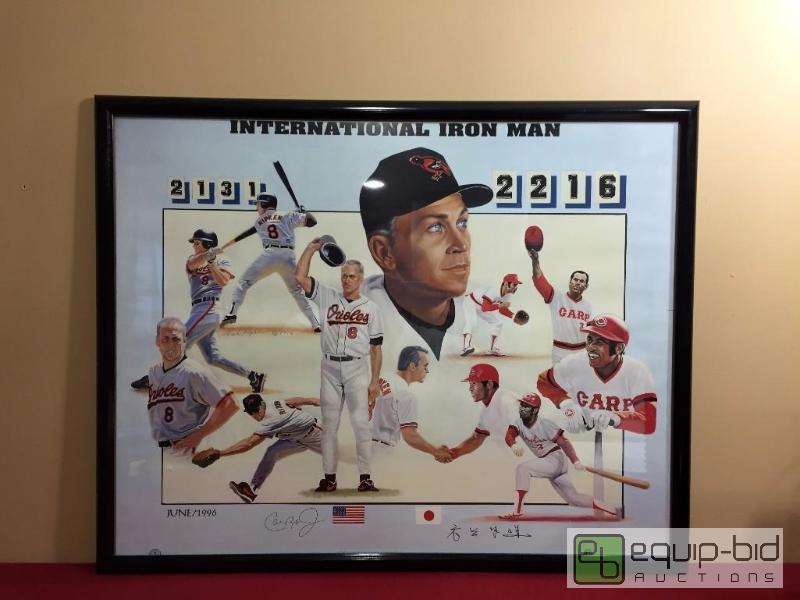lot 999 image: VERY RARE FRAMED CAL RIPKEN POSTER INTERNATIONAL IRON MAN