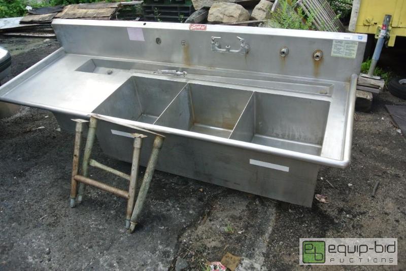 lot 124 image: Three Well Stainless Steel Sink