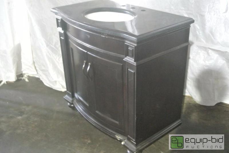 lot 219 image: Marble and Wood Bathroom Vanity